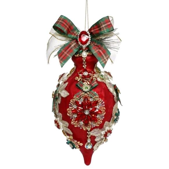 Mark Roberts Christmas 2024 King's Jewel Fancy Finial Ornament 8" Red Frosted - Picture 1 of 16
